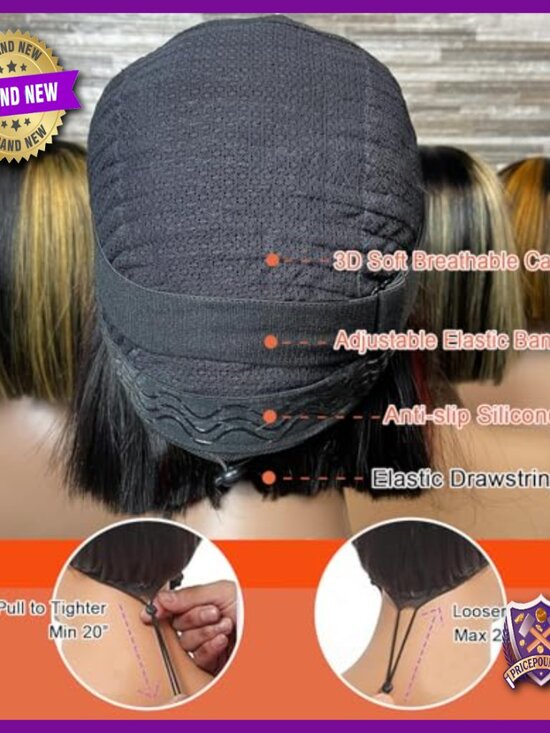 8 Inch Bob Wig Human Hair Pre Plucked Pre Cut Glueless HD Lace Front
